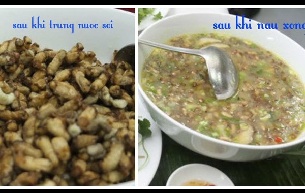 Cooking bee larvae porridge